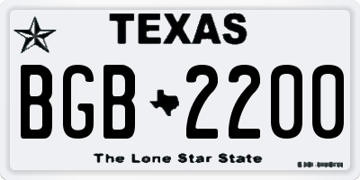 TX license plate BGB2200