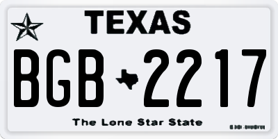 TX license plate BGB2217