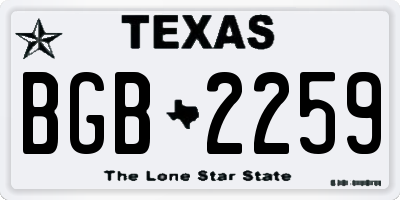 TX license plate BGB2259