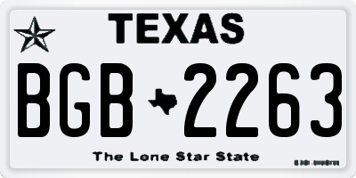 TX license plate BGB2263