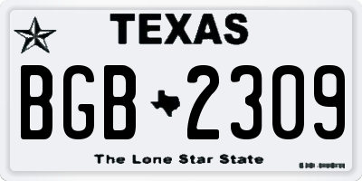 TX license plate BGB2309