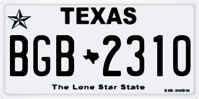 TX license plate BGB2310