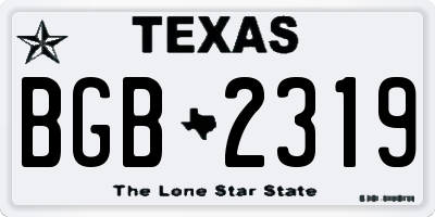 TX license plate BGB2319