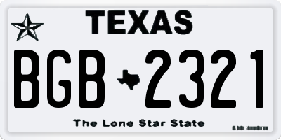 TX license plate BGB2321