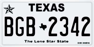 TX license plate BGB2342