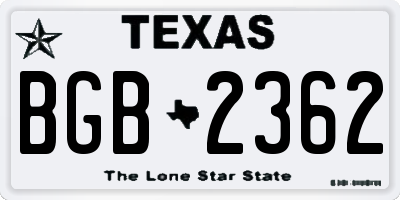 TX license plate BGB2362