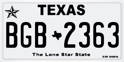TX license plate BGB2363
