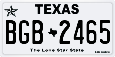 TX license plate BGB2465