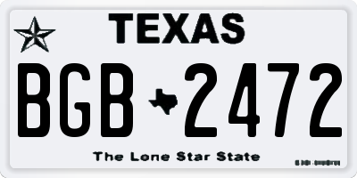 TX license plate BGB2472