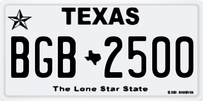 TX license plate BGB2500
