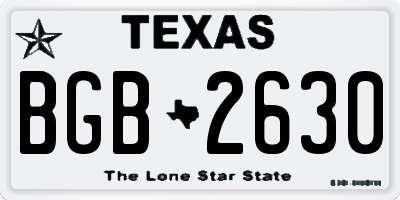 TX license plate BGB2630