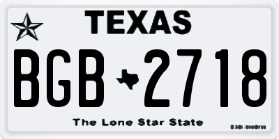 TX license plate BGB2718