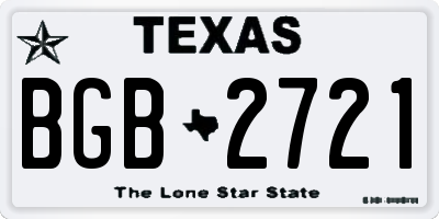TX license plate BGB2721