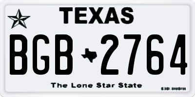 TX license plate BGB2764