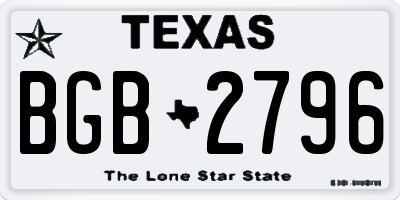 TX license plate BGB2796