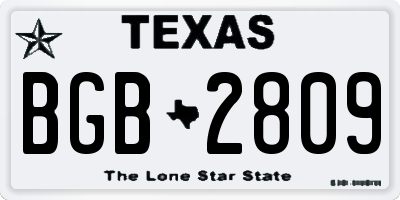 TX license plate BGB2809