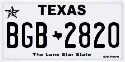 TX license plate BGB2820