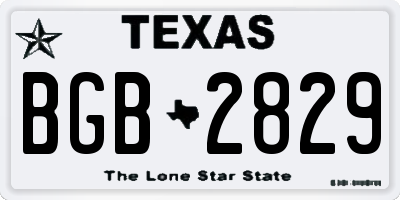 TX license plate BGB2829