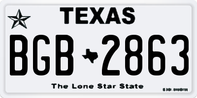 TX license plate BGB2863