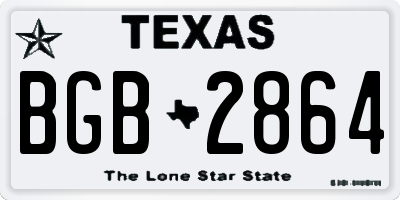 TX license plate BGB2864
