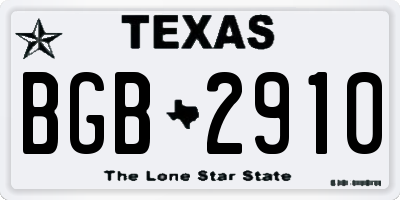 TX license plate BGB2910