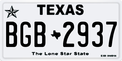 TX license plate BGB2937