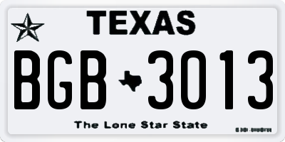 TX license plate BGB3013