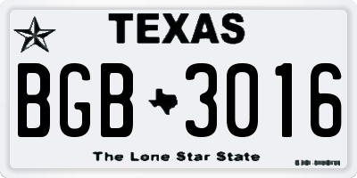 TX license plate BGB3016