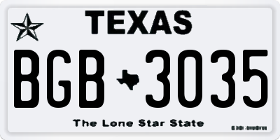 TX license plate BGB3035