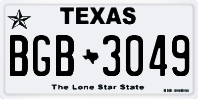 TX license plate BGB3049