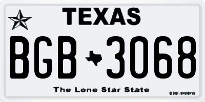 TX license plate BGB3068