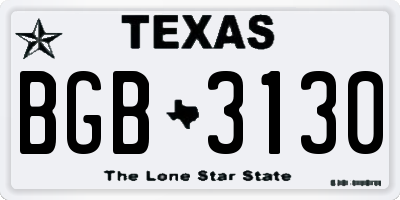 TX license plate BGB3130