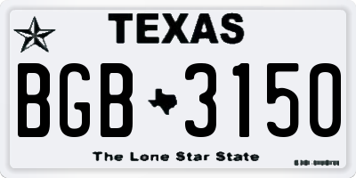 TX license plate BGB3150