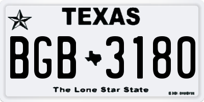 TX license plate BGB3180