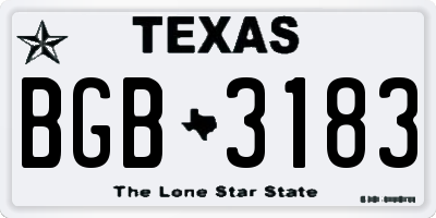 TX license plate BGB3183