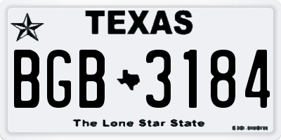 TX license plate BGB3184