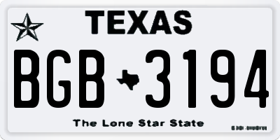 TX license plate BGB3194