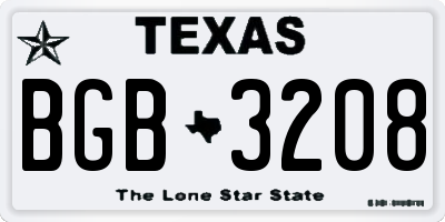 TX license plate BGB3208