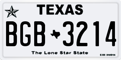 TX license plate BGB3214