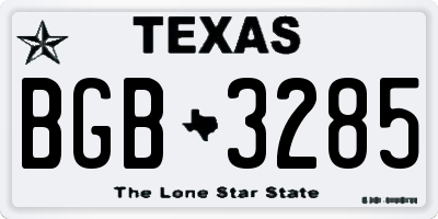 TX license plate BGB3285