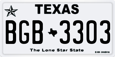TX license plate BGB3303