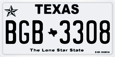 TX license plate BGB3308