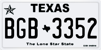 TX license plate BGB3352