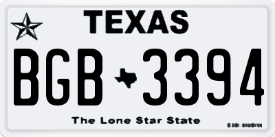 TX license plate BGB3394