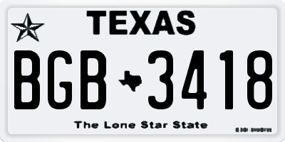 TX license plate BGB3418