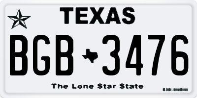 TX license plate BGB3476