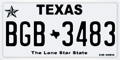 TX license plate BGB3483