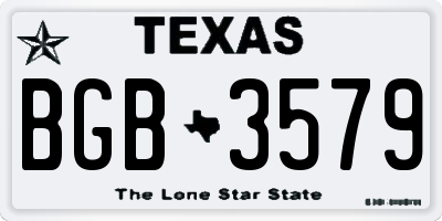 TX license plate BGB3579