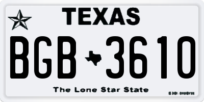 TX license plate BGB3610