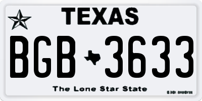 TX license plate BGB3633
